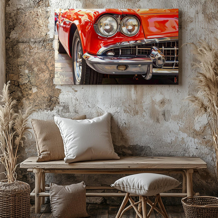 Vintage Red Sports Car Canvas – Detailed Classic Automotive Art - Gifitto