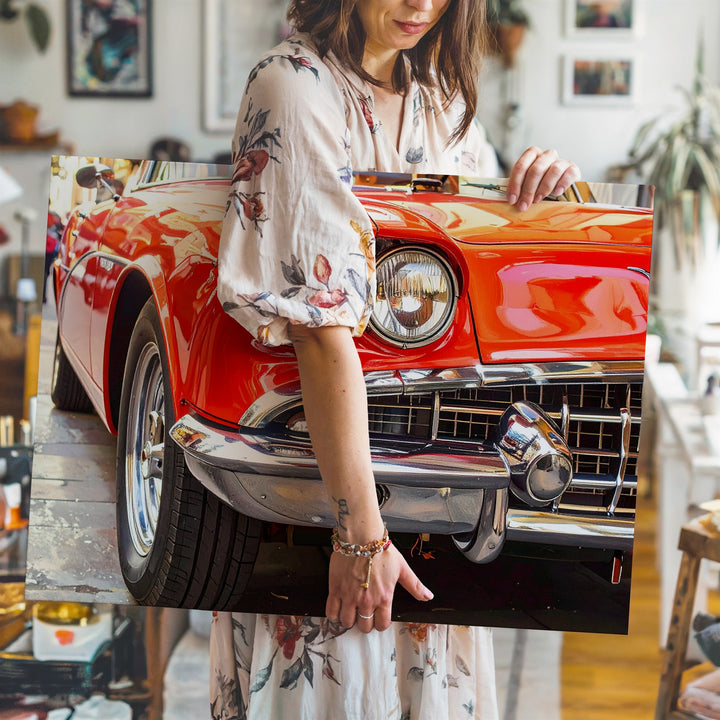 Vintage Red Sports Car Canvas – Detailed Classic Automotive Art - Gifitto