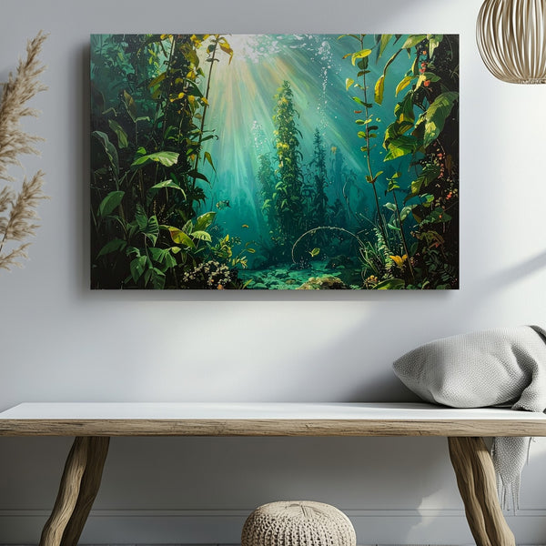 Sunlit Seaweed Garden Canvas – Vibrant Underwater Flora Art