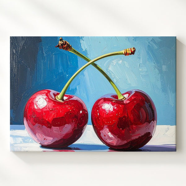 Intertwined Cherries Canvas – Fresh Fruit Art - Gifitto