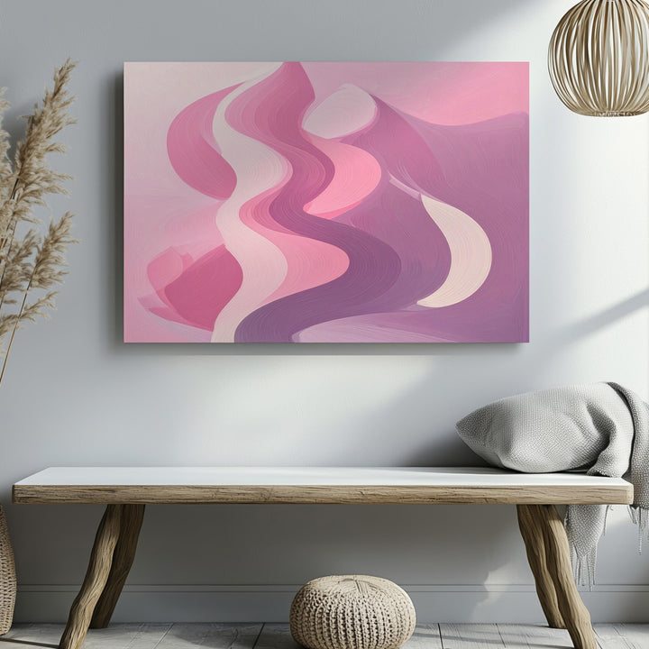 Pink Wave Pattern Canvas – Minimalist Geometric Retro Wall Art - Gifitto