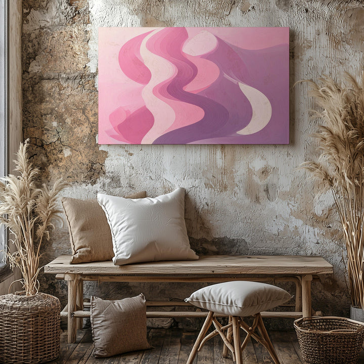 Pink Wave Pattern Canvas – Minimalist Geometric Retro Wall Art - Gifitto