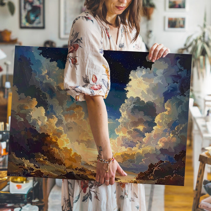 Celestial Cloudscape Canvas – Serene Cosmic Tunnel in Cream and Blue - Gifitto