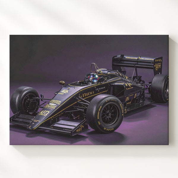 Lotus 97T Senna Tribute Canvas – Black & Gold Vintage F1 Wall Art - Gifitto