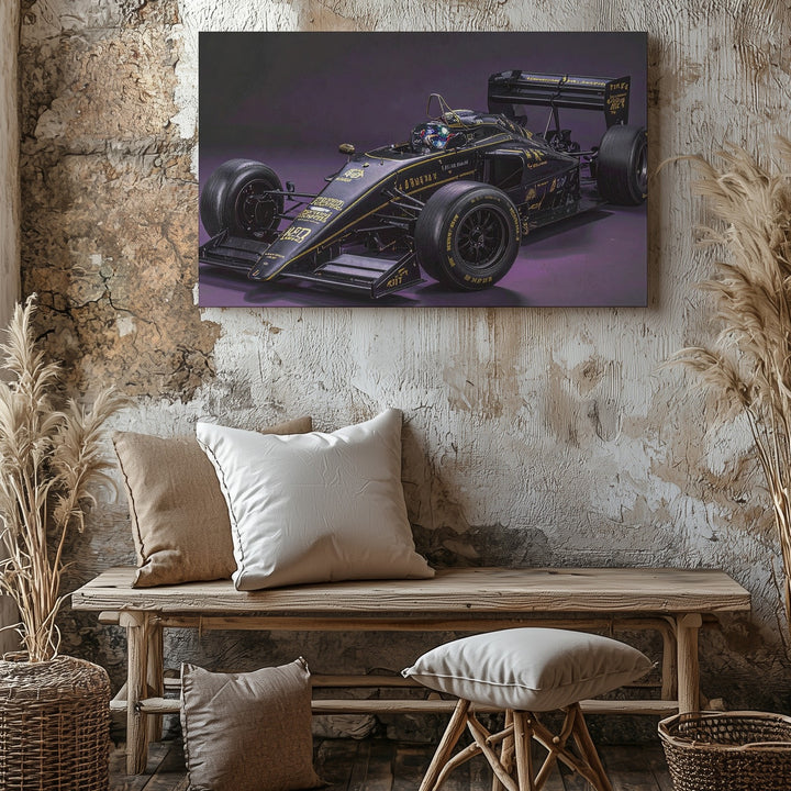 Lotus 97T Senna Tribute Canvas – Black & Gold Vintage F1 Wall Art - Gifitto