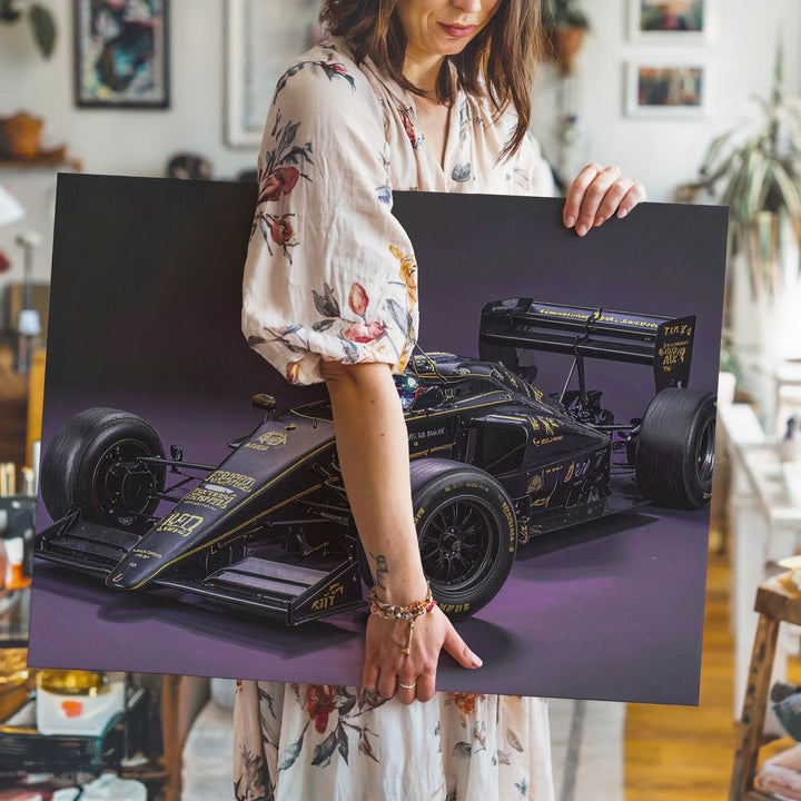 Lotus 97T Senna Tribute Canvas – Black & Gold Vintage F1 Wall Art - Gifitto