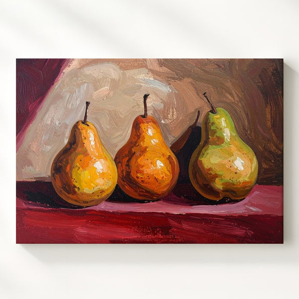 Rustic Pear Still Life Canvas – Earthy Fruit Art - Gifitto