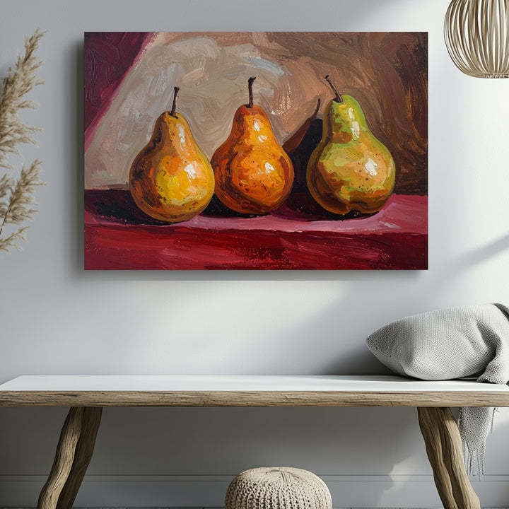 Rustic Pear Still Life Canvas – Earthy Fruit Art - Gifitto