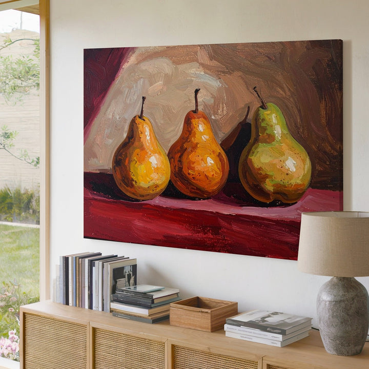 Rustic Pear Still Life Canvas – Earthy Fruit Art - Gifitto