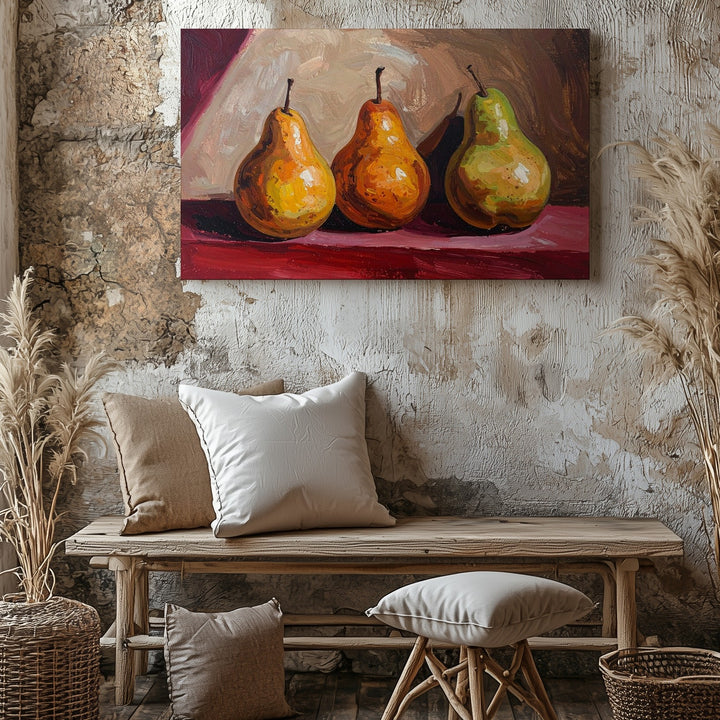 Rustic Pear Still Life Canvas – Earthy Fruit Art - Gifitto