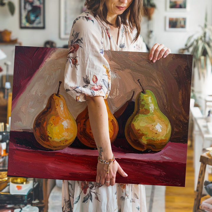 Rustic Pear Still Life Canvas – Earthy Fruit Art - Gifitto