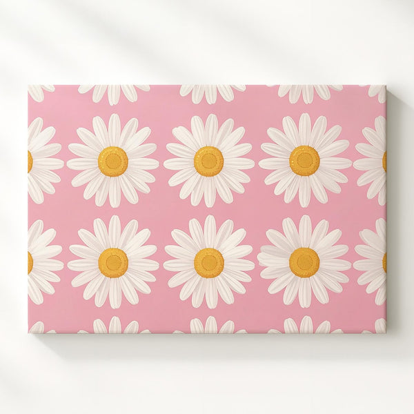 Happy Daisy Grid Canvas – Cheerful Floral Pop Art on Soft Pink - Gifitto