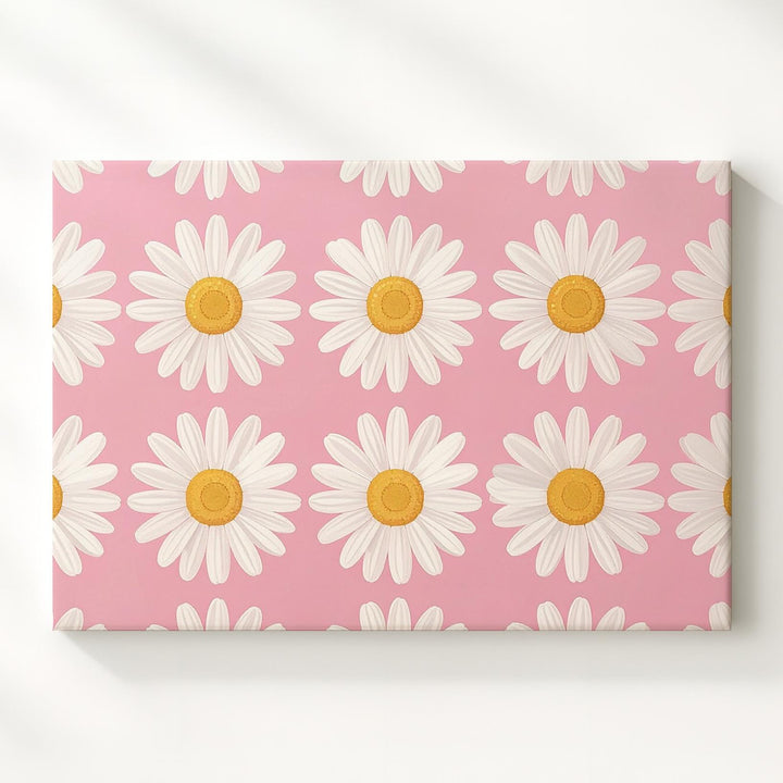 Happy Daisy Grid Canvas – Cheerful Floral Pop Art on Soft Pink - Gifitto