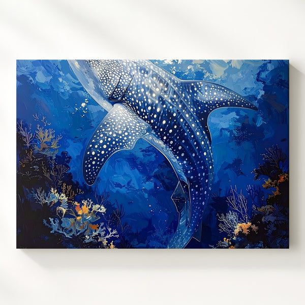 Majestic Whale Shark Canvas – Serene Deep Ocean Art