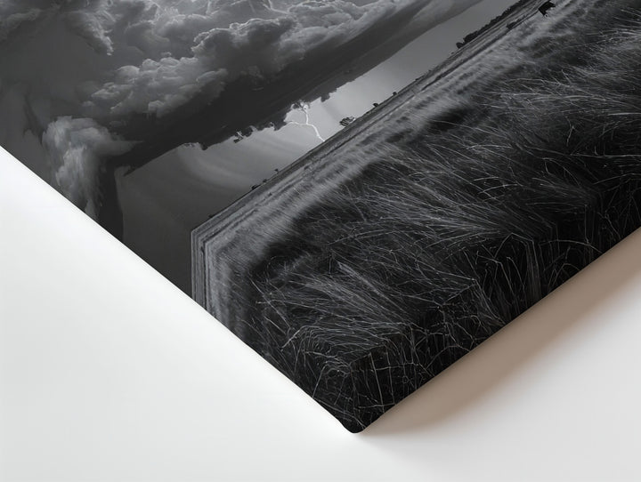 Stormy Landscape with Horse Canvas – Dramatic Black and White Art - Gifitto