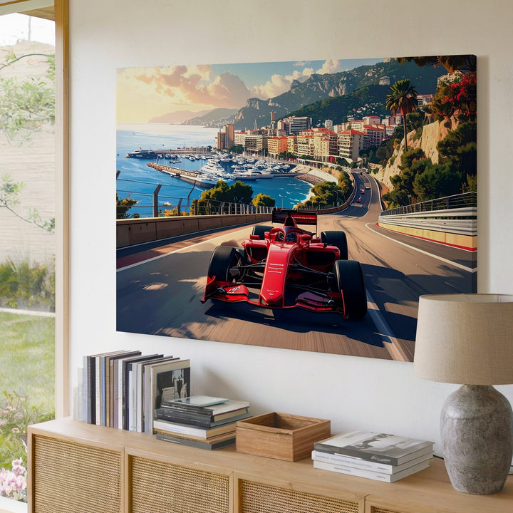 Monaco Grand Prix Canvas – Illustrated F1 Racing Through the Streets - Gifitto