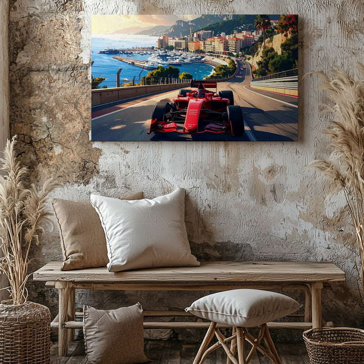 Monaco Grand Prix Canvas – Illustrated F1 Racing Through the Streets - Gifitto