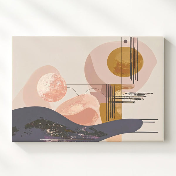 Earth Tone Balance Canvas – Abstract Mid-Century Modern Minimalist Art - Gifitto