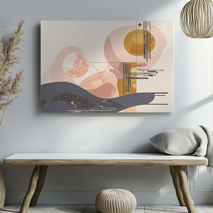 Earth Tone Balance Canvas – Abstract Mid-Century Modern Minimalist Art - Gifitto