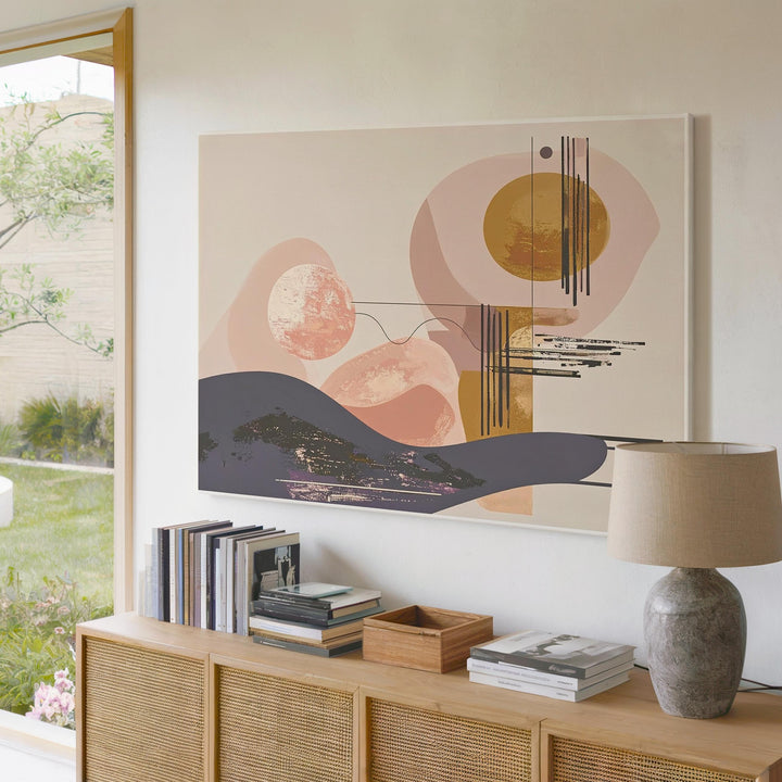 Earth Tone Balance Canvas – Abstract Mid-Century Modern Minimalist Art - Gifitto