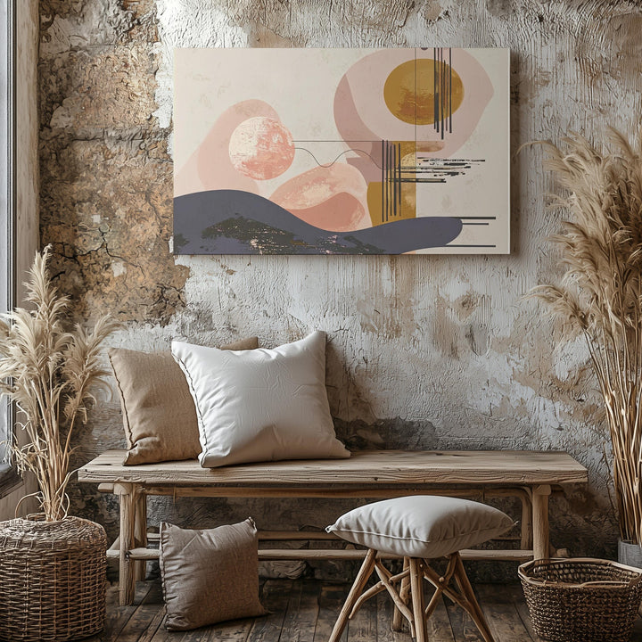 Earth Tone Balance Canvas – Abstract Mid-Century Modern Minimalist Art - Gifitto