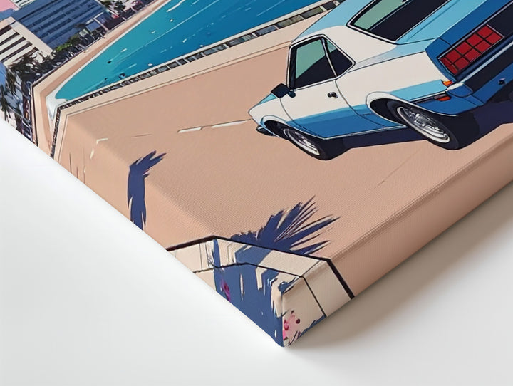 Vaporwave Muscle Car Canvas – Retro Coastal Drive Wall Art - Gifitto