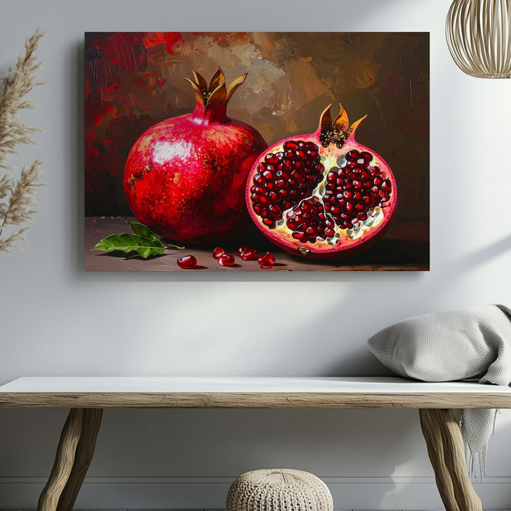 Luxurious Pomegranate Still Life Canvas – Rich Fruit Art - Gifitto