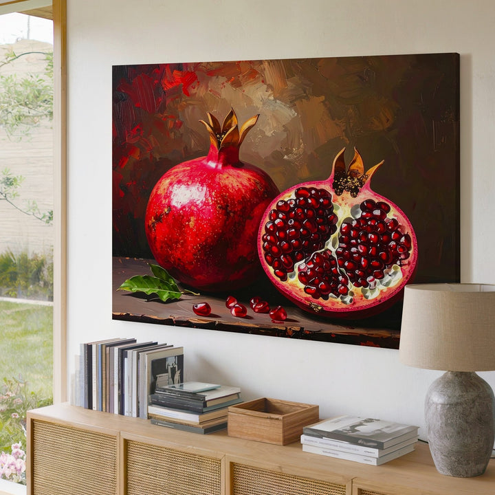 Luxurious Pomegranate Still Life Canvas – Rich Fruit Art - Gifitto