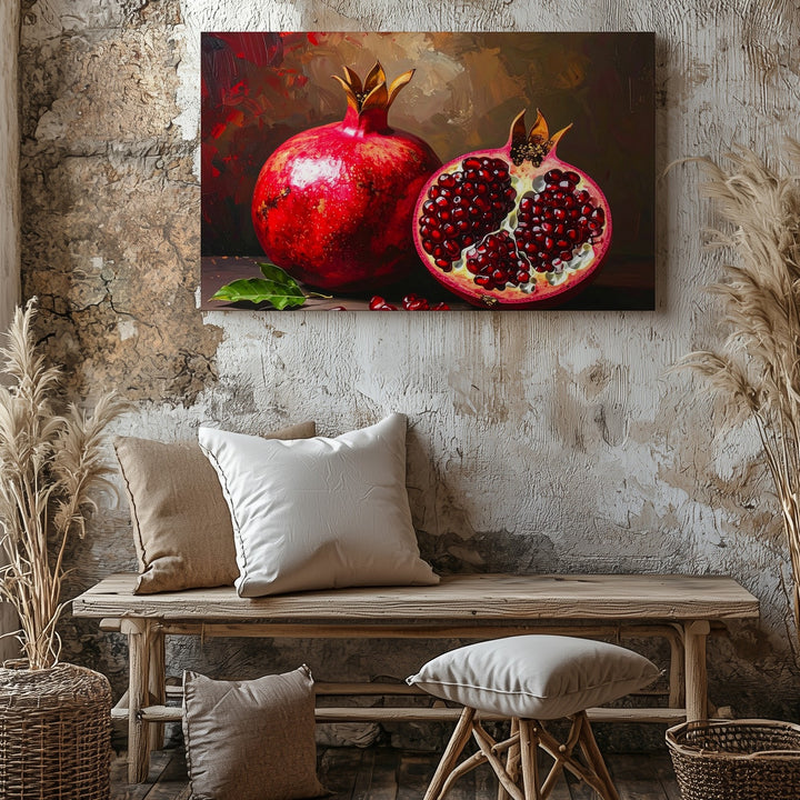 Luxurious Pomegranate Still Life Canvas – Rich Fruit Art - Gifitto