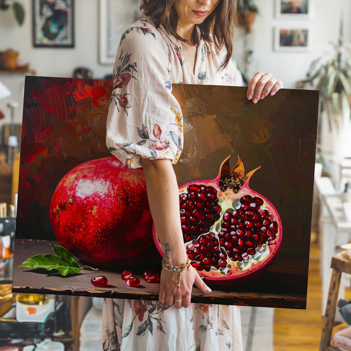Luxurious Pomegranate Still Life Canvas – Rich Fruit Art - Gifitto
