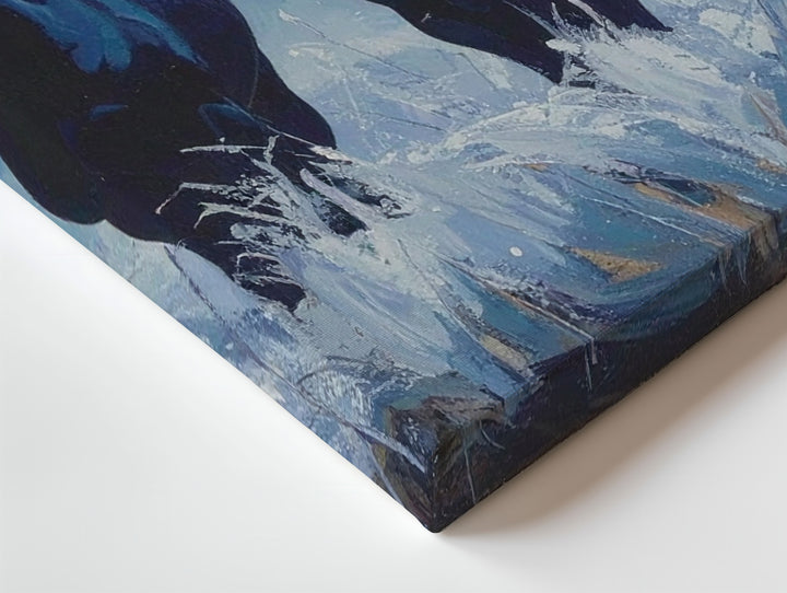 Moonlit Blue Horses Canvas – Surreal Equestrian Art - Gifitto