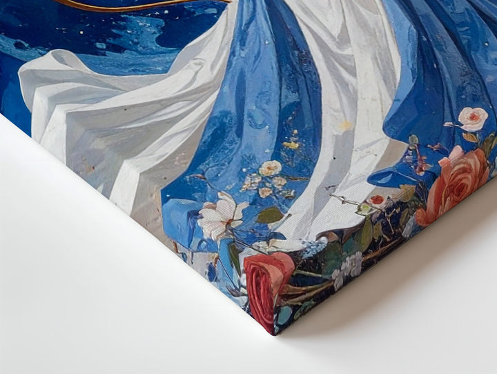 Lunar Huntress Canvas – Celestial Archer with Moon and Floral Arch - Gifitto