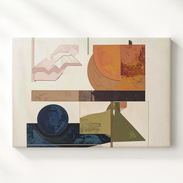 Geometric Balance Canvas – Mid-Century Abstract Shapes in Earth Tones - Gifitto