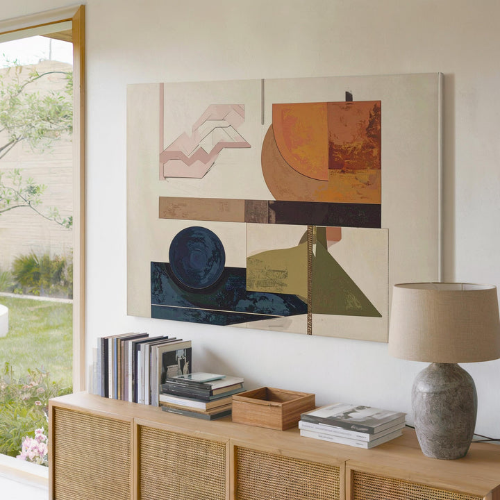 Geometric Balance Canvas – Mid-Century Abstract Shapes in Earth Tones - Gifitto