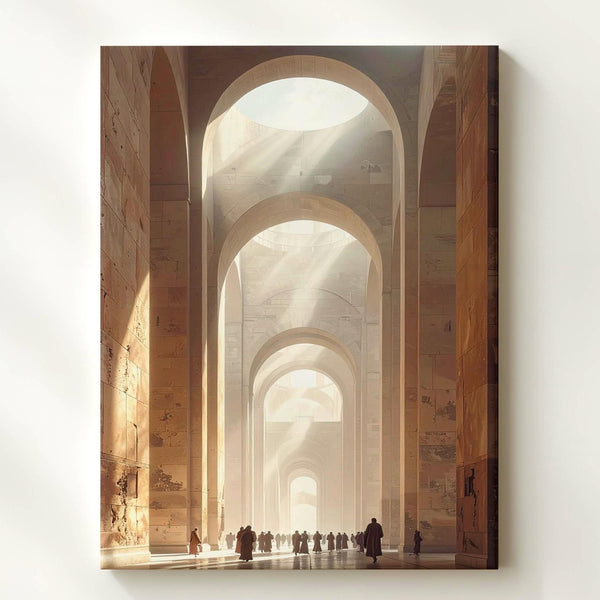 Grand Hall Canvas – Towering Arches and Sacred Light in Monumental Space - Gifitto