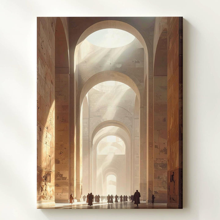 Grand Hall Canvas – Towering Arches and Sacred Light in Monumental Space - Gifitto