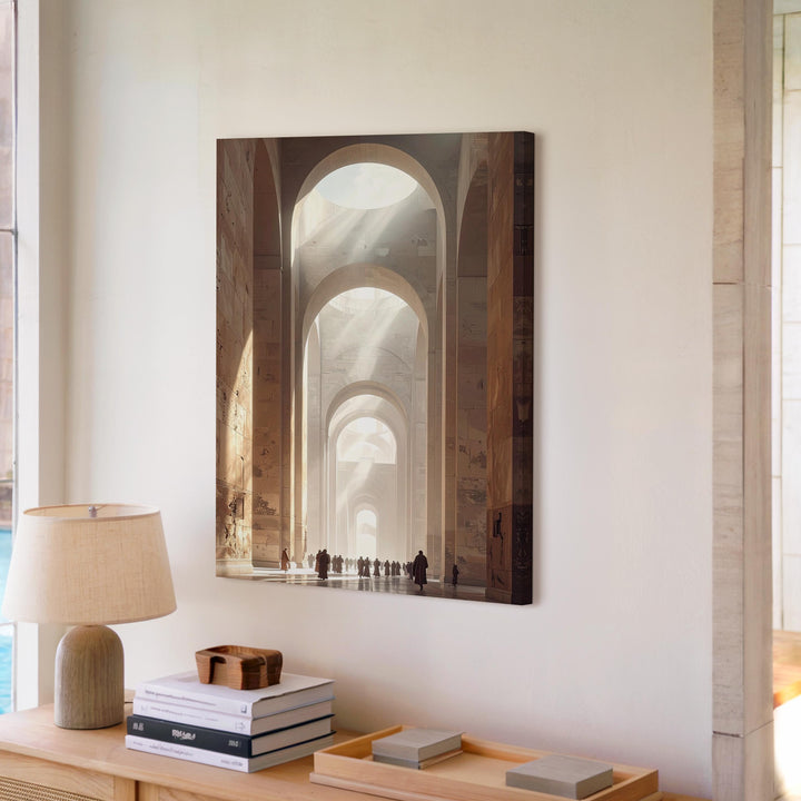 Grand Hall Canvas – Towering Arches and Sacred Light in Monumental Space - Gifitto