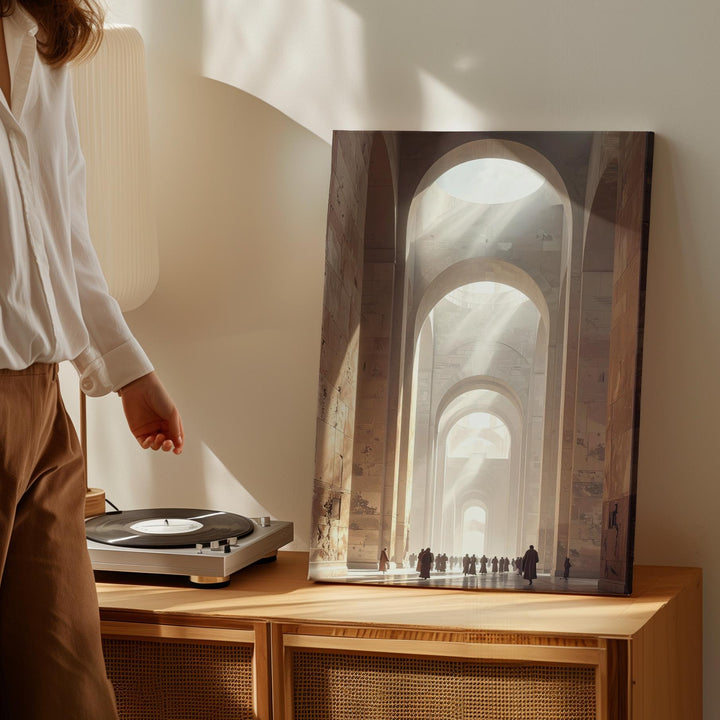 Grand Hall Canvas – Towering Arches and Sacred Light in Monumental Space - Gifitto