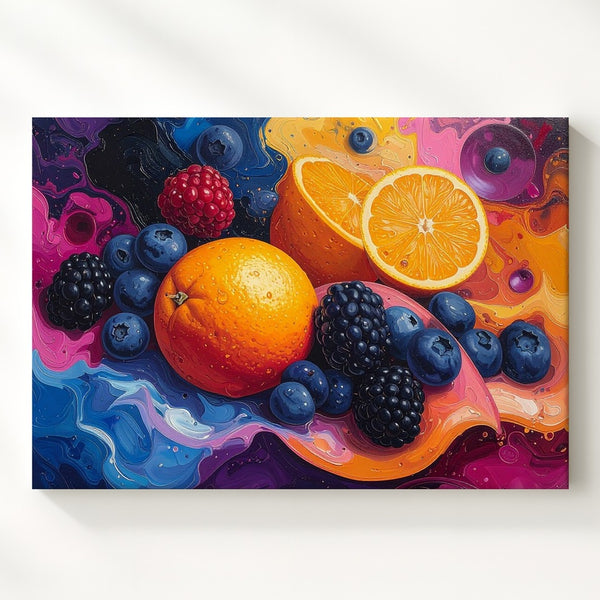 Vibrant Fruit Splash Canvas – Hyper-Realistic Abstract Art - Gifitto