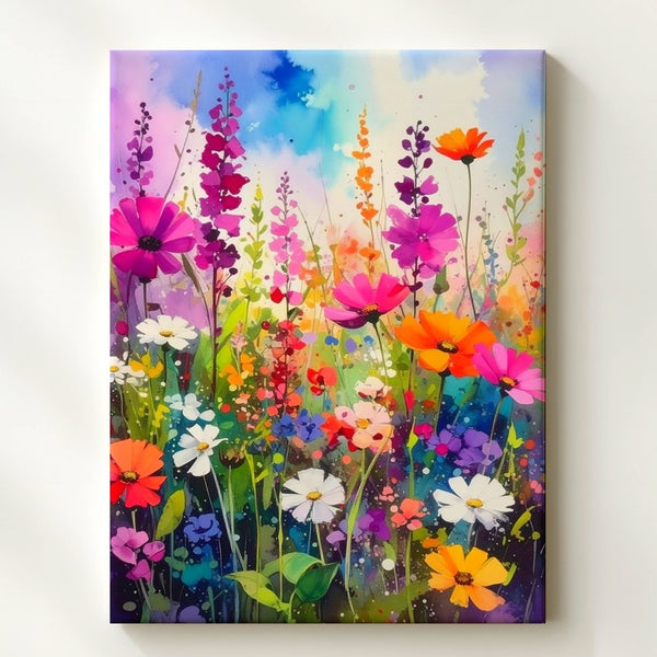 Vibrant Wildflower Garden Canvas – Colorful Spring & Summer Art - Gifitto