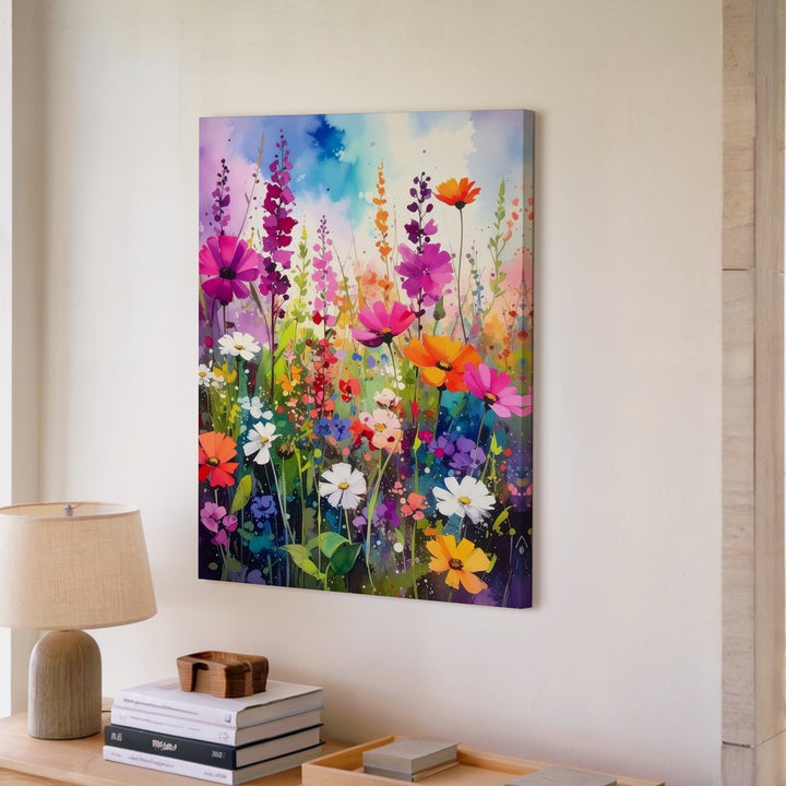 Vibrant Wildflower Garden Canvas – Colorful Spring & Summer Art - Gifitto
