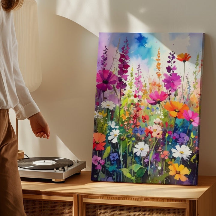 Vibrant Wildflower Garden Canvas – Colorful Spring & Summer Art - Gifitto