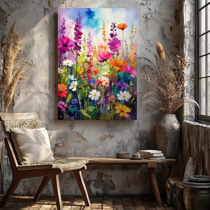 Vibrant Wildflower Garden Canvas – Colorful Spring & Summer Art - Gifitto