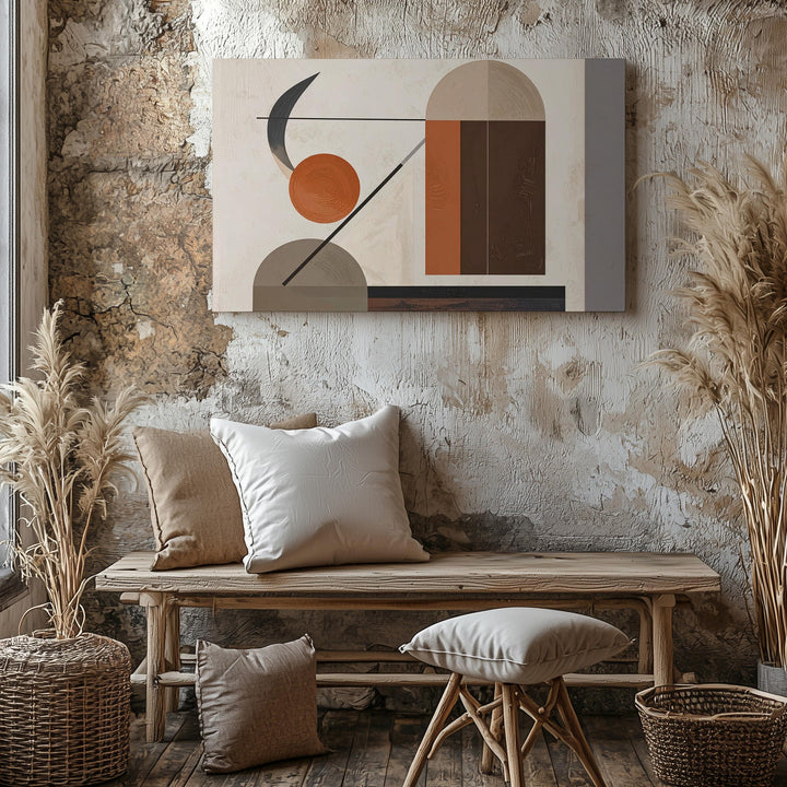 Modernist Balance Canvas – Minimalist Earth Tone Abstract Geometry - Gifitto