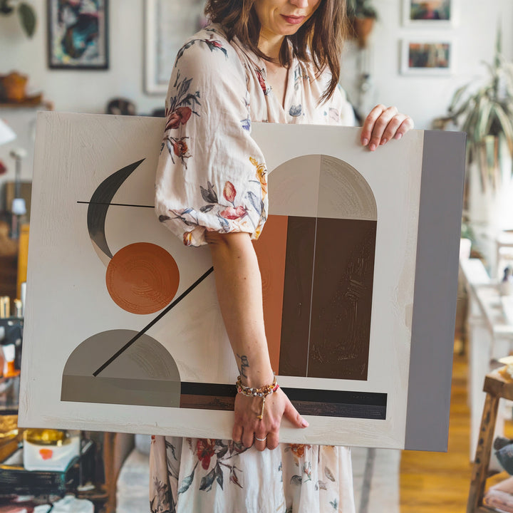 Modernist Balance Canvas – Minimalist Earth Tone Abstract Geometry - Gifitto