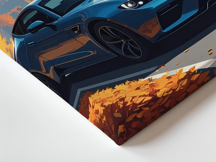 Autumn Drive Mustang Canvas – Fall Foliage Road Trip Wall Art - Gifitto