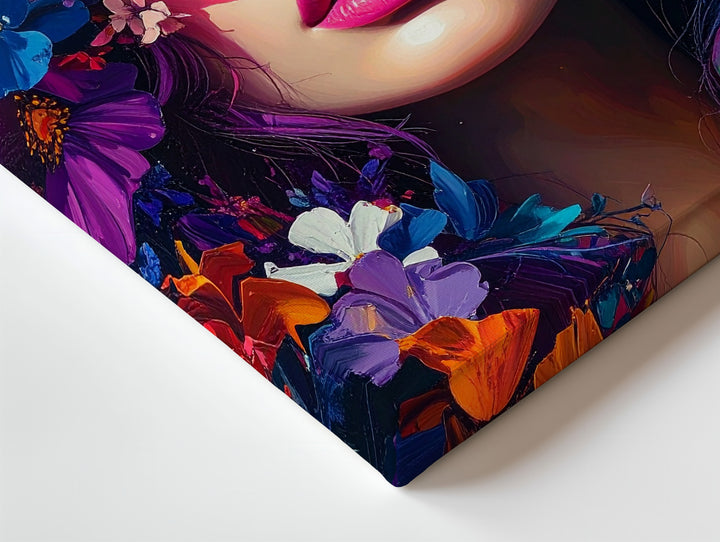 Floral Fusion Portrait Canvas – Bold Abstract Woman & Flower Art - Gifitto
