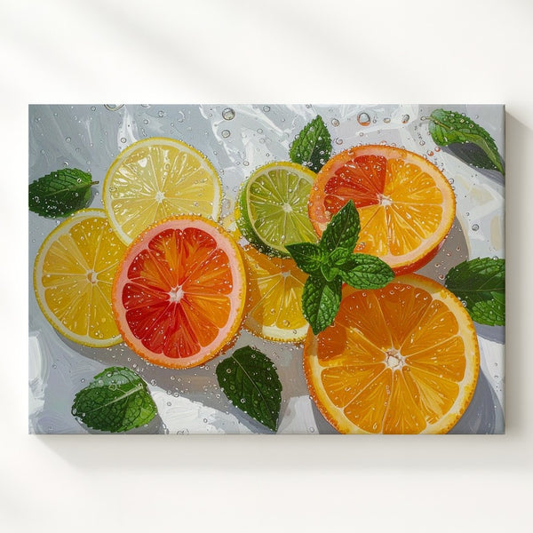 Citrus Splash Canvas – Photorealistic Fresh Fruit Art - Gifitto