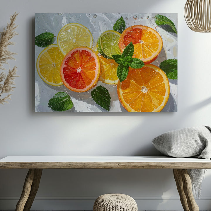 Citrus Splash Canvas – Photorealistic Fresh Fruit Art - Gifitto