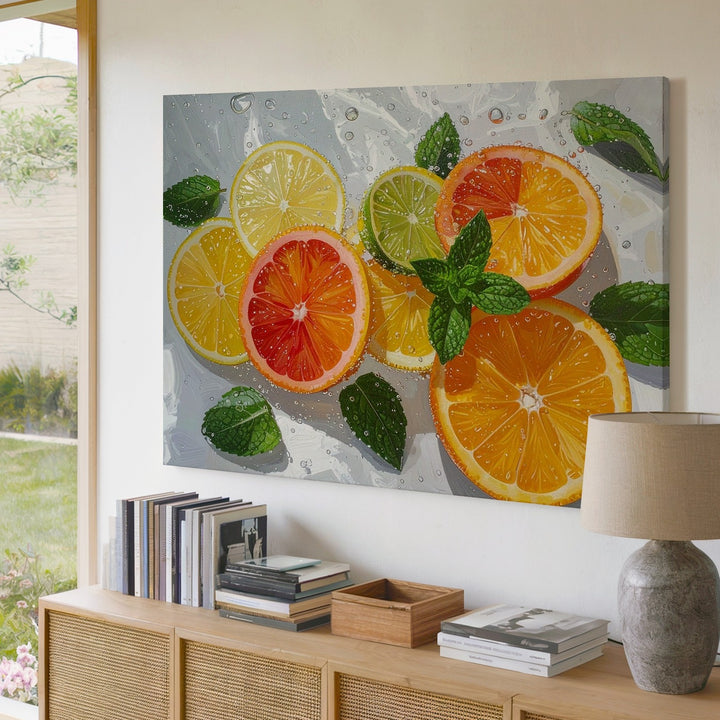 Citrus Splash Canvas – Photorealistic Fresh Fruit Art - Gifitto